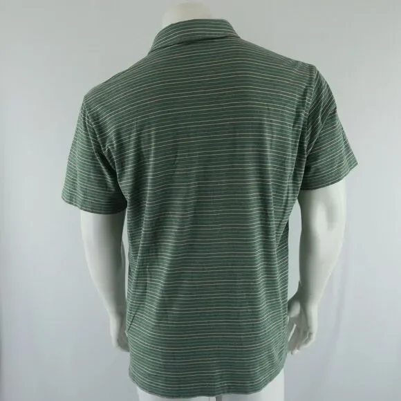 Patagonia Polo Shirt Mens Size L Organic Cotton Green Striped‎ - Picture 5 of 8